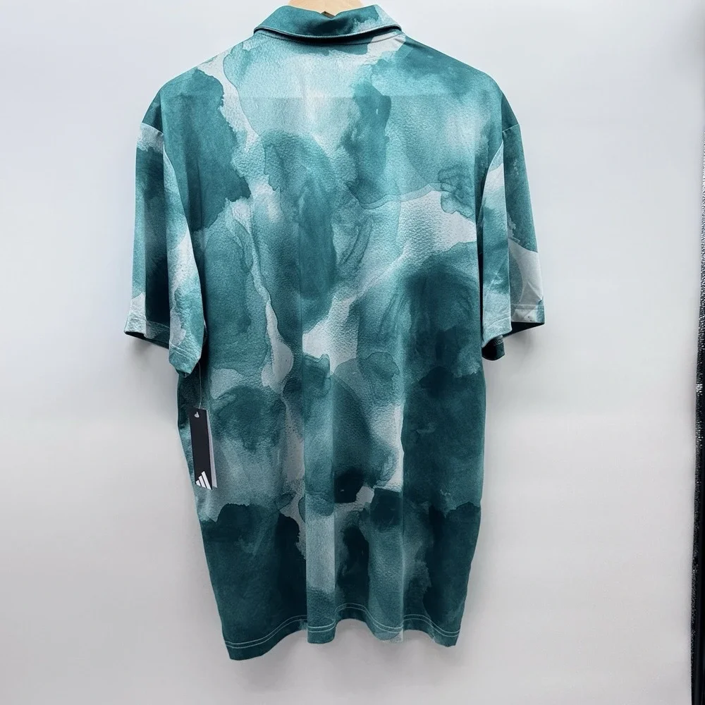 XL Adidas Men's Ultimate Polo Cloud Golf Shirt, Green/Wndr Silver, Size XL